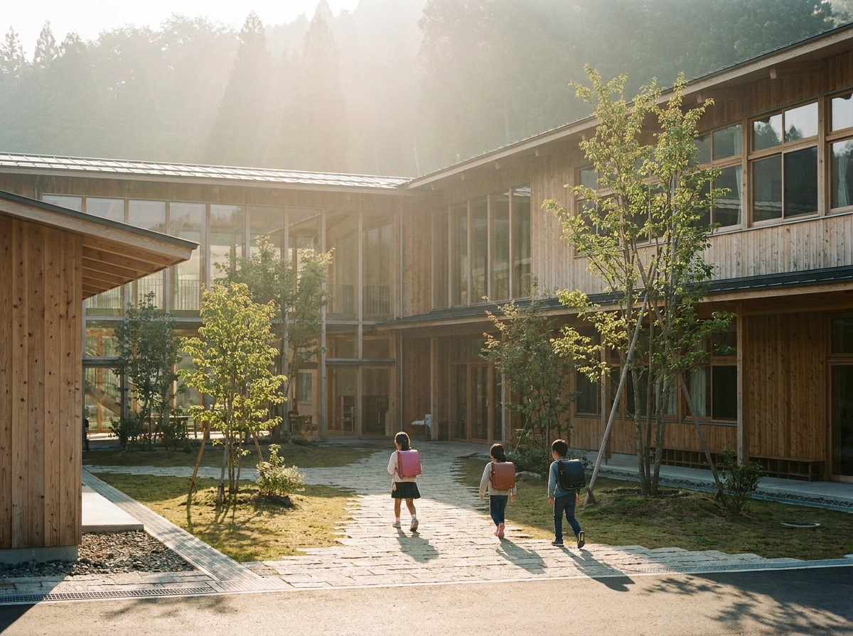 完成した木造の小学校